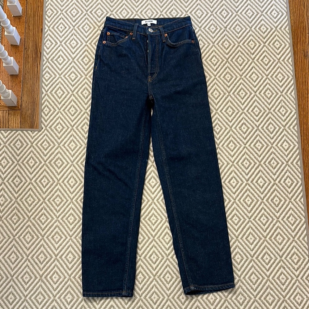 Re/Done Blue Straight-Leg Jeans with High-Rise Waist